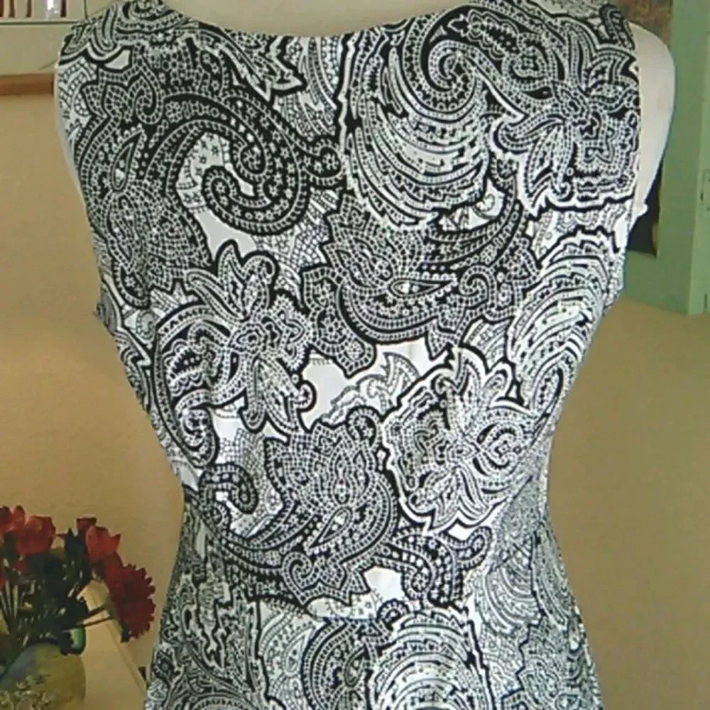 Perceptions New York Black and White Paisley Dress